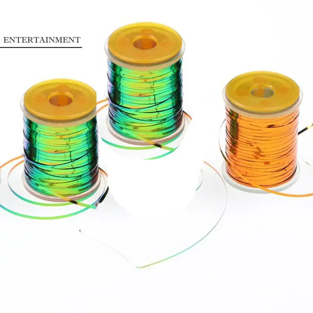 Flash Holographic Tinsel For Fly Tying Tinsel Flash Tape 0.5-2mm Peacock Color Flat Tinsel Streamer Teaser Fly Tying Material