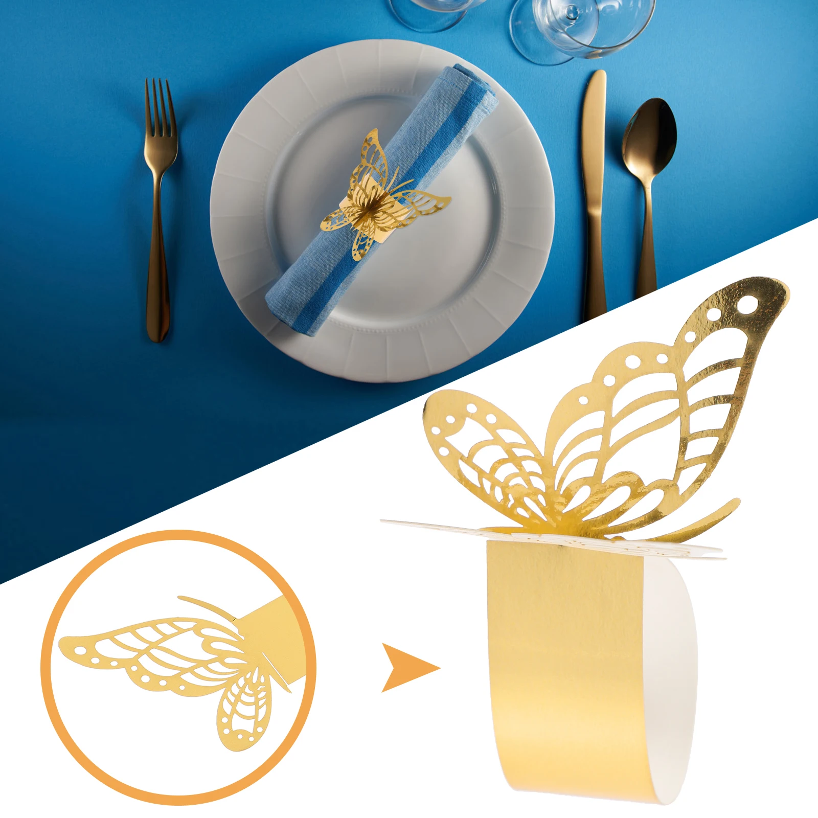 

50Pcs Paper Napkin Rings Butterflies Design Wedding Engagement Birthday Festival Table Decor Paper Napkin Rings