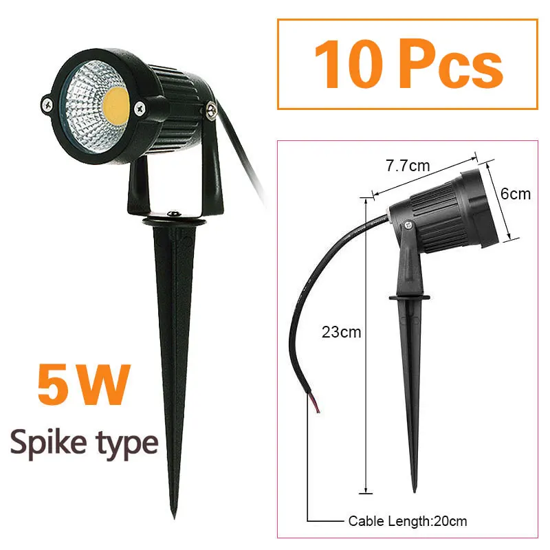 teetealy 10pcs led rasen lampe wasserdichte garten leuchte ac220v 110v 7w 5w DC12-24V im freien led spike lichtweg landschaft ip65 spot birnen 7