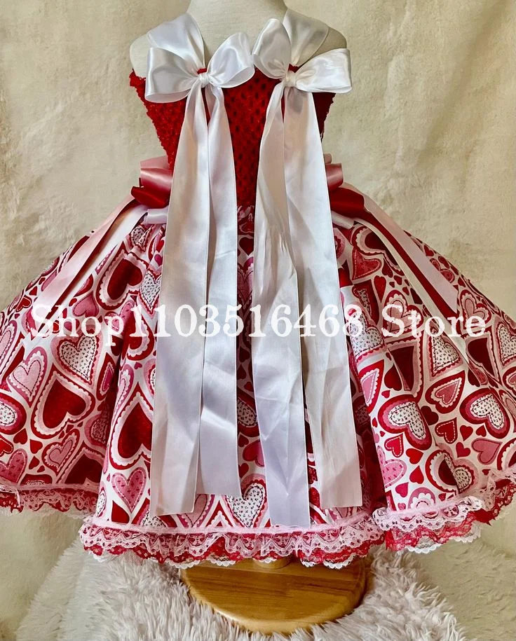 Customised Pink Strawberry Floral Print Flower Girl Dress Lace Bow A-Line Skirt Children's Prom Dress Kids' Birthday Party Dress