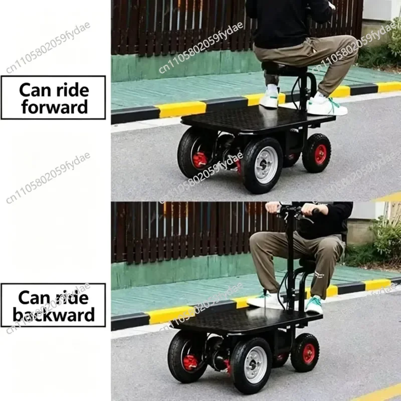 Portable Platform Cart with Collapsible Handle Four-wheel Trolley for Shopping and Cargo Handling