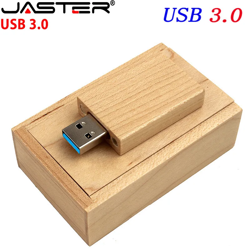 Флэш-накопитель JASTER Деревянный USB 3,0 в коробке, 128 ГБ, 64 ГБ, 32 ГБ, карта памяти, подарок на свадьбу, фотографию, 16 ГБ, 8 ГБ, 4 Гб