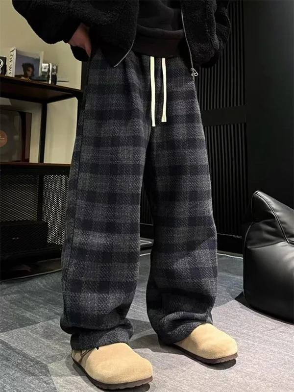 

plus Size Fce Lined Loose Wide Leg Casual Pants ex Winter Lazy Sle Straight Leg Long Trousers American Casual Sle