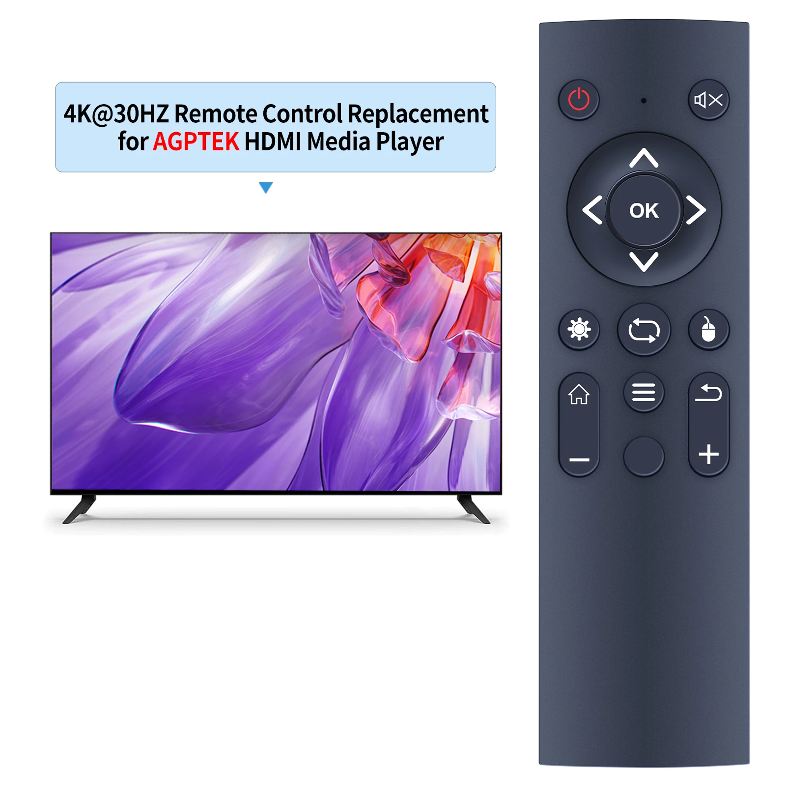 جهاز تحكم عن بعد بديل جديد لمشغل وسائط التلفزيون AGPTEK 4K HDMI