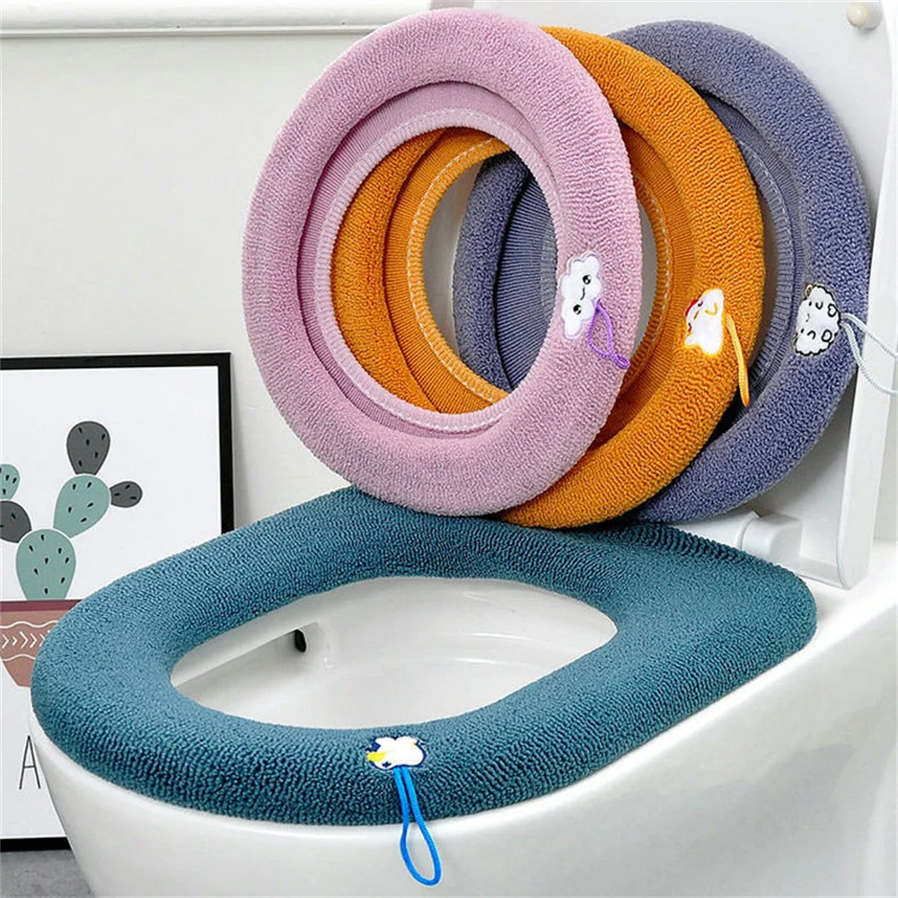 Thicken Toilet Seat Cover Mat Winter Warm Soft Washable Closestool Mat Seat Case Toilet Lid Pad Bidet Cover Bathroom Accessories