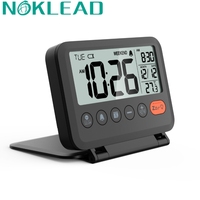 NOKLEAD-Mini Travel Alarm Clock, Home Digital LCD Thermometer, Fold Clock, Portable Desktop, Wholesale