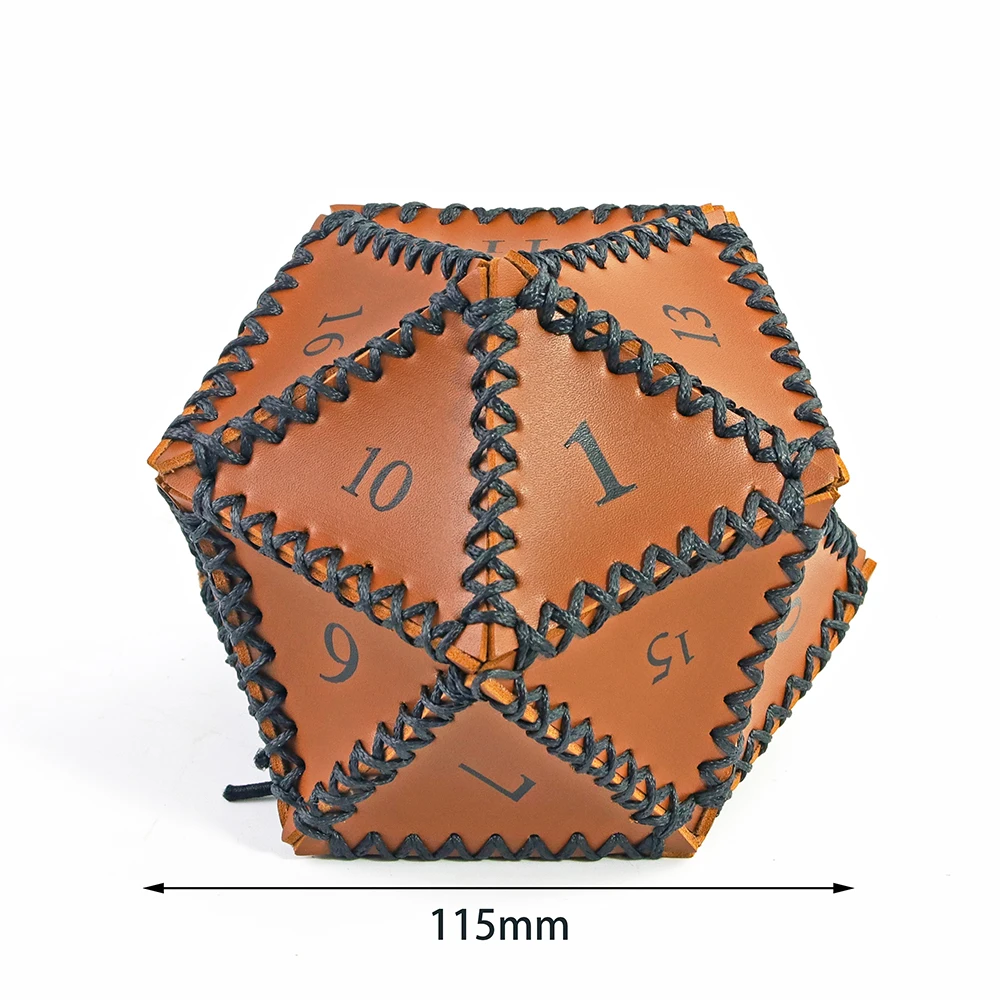 Portable PU Leather D20 Dice Bag Polyhedral Dices Storage Bag for Coins,Jewelry,DND RPG Board Game Accessories Drawstring Pouch