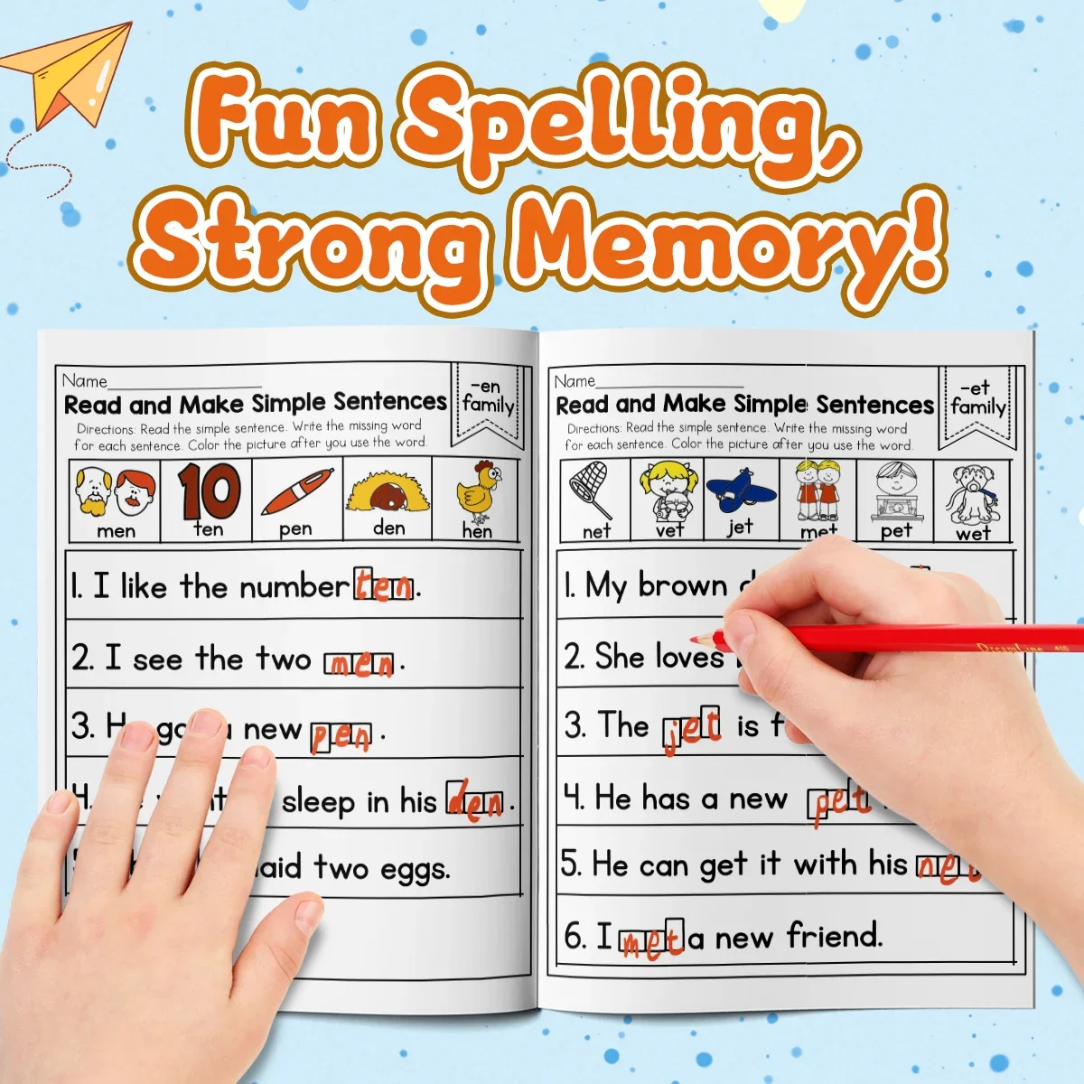Kids English Sentence Activity Book, Fun Simple Sentence Practice, Develop Children's Reading & Writing Skills