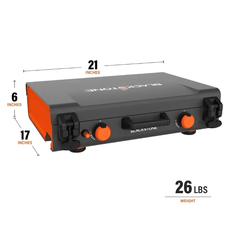 شواية بلاكستون أدفينشر جاهزة مقاس 20 × 14 بوصة مع شواية تخييم من البروبان مع غطاء رأس ومقبض