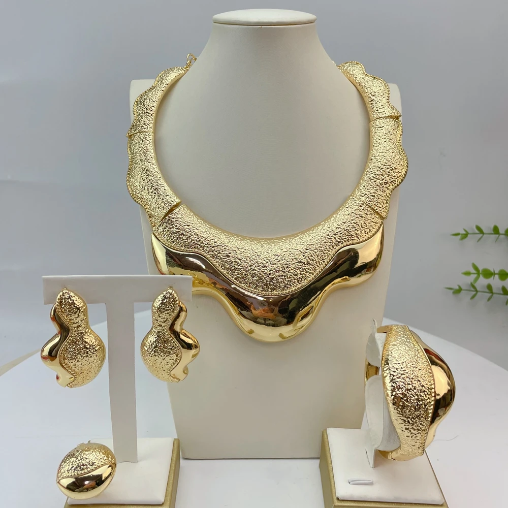 Italian Style Big Bold Necklace Luxury Quality African Bride Jewelry Set For Women Party Gifts FHK29123