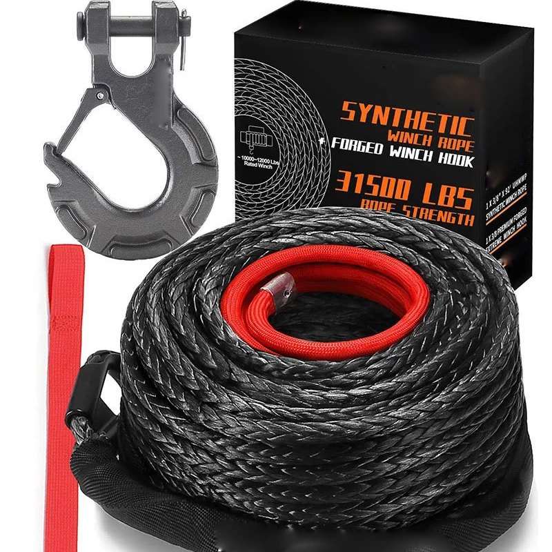 Car Escape Winch Rope 25500lb 9.5mm Outdoor Off-Road High Strength Nylon Thickened Trailer Rope Suitable For Difficult Terrain