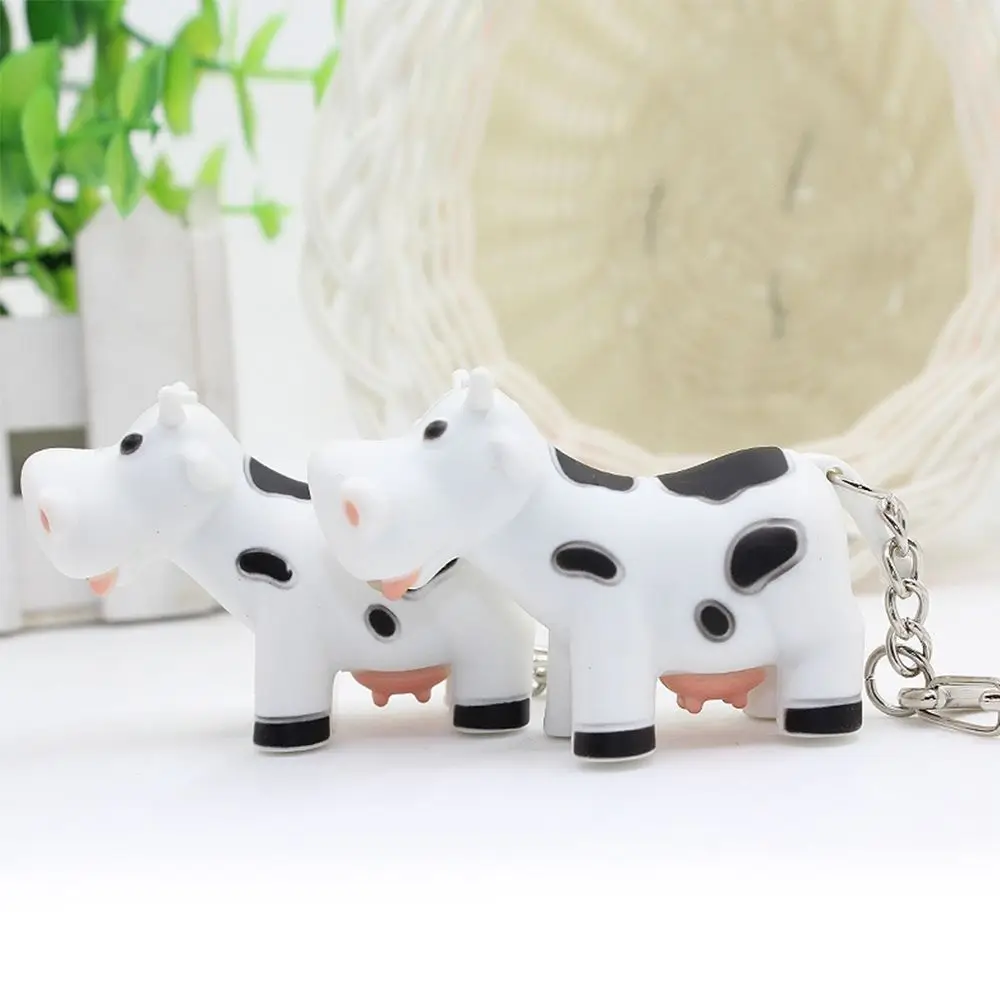 Gifts Luminescent Small Cow Key Chain Key Rings LED Light Vocal