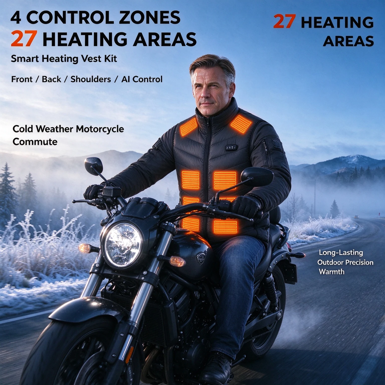 バイク用ヒートベスト、USB接続式電気ヒーター内蔵ベスト、男 - Motorcycle Jacket Thermal Liner のレビューと価格
