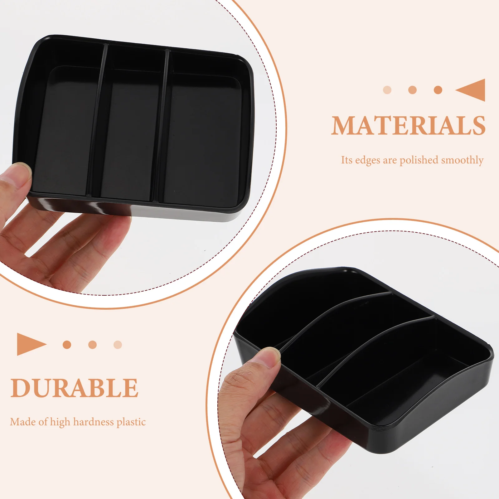 

Black 3-Compartment Tea Box Coffee Storage Bag Holder Kitchen Restaurant Office Candy Bags Snacks Container Sugar Bag Organizer