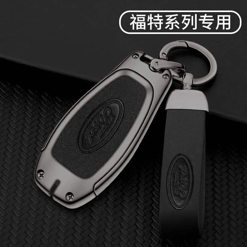 Leather Car Smart Key Case Cover Shell For Ford Focus 3 4 ST Mondeo MK3 MK4 Fiesta Fusion Kuga Ecosport Protect Fob Accessories