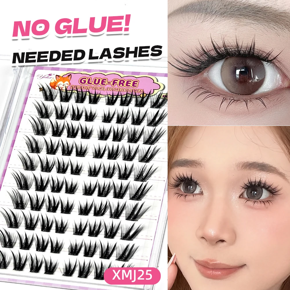 Yelix Multi-Style Glue-free Self Adhesive DIY Lashes C Curl 0.07mm Premade Cluster Lashes Fluffy Lightweight Segmented Eyelashes