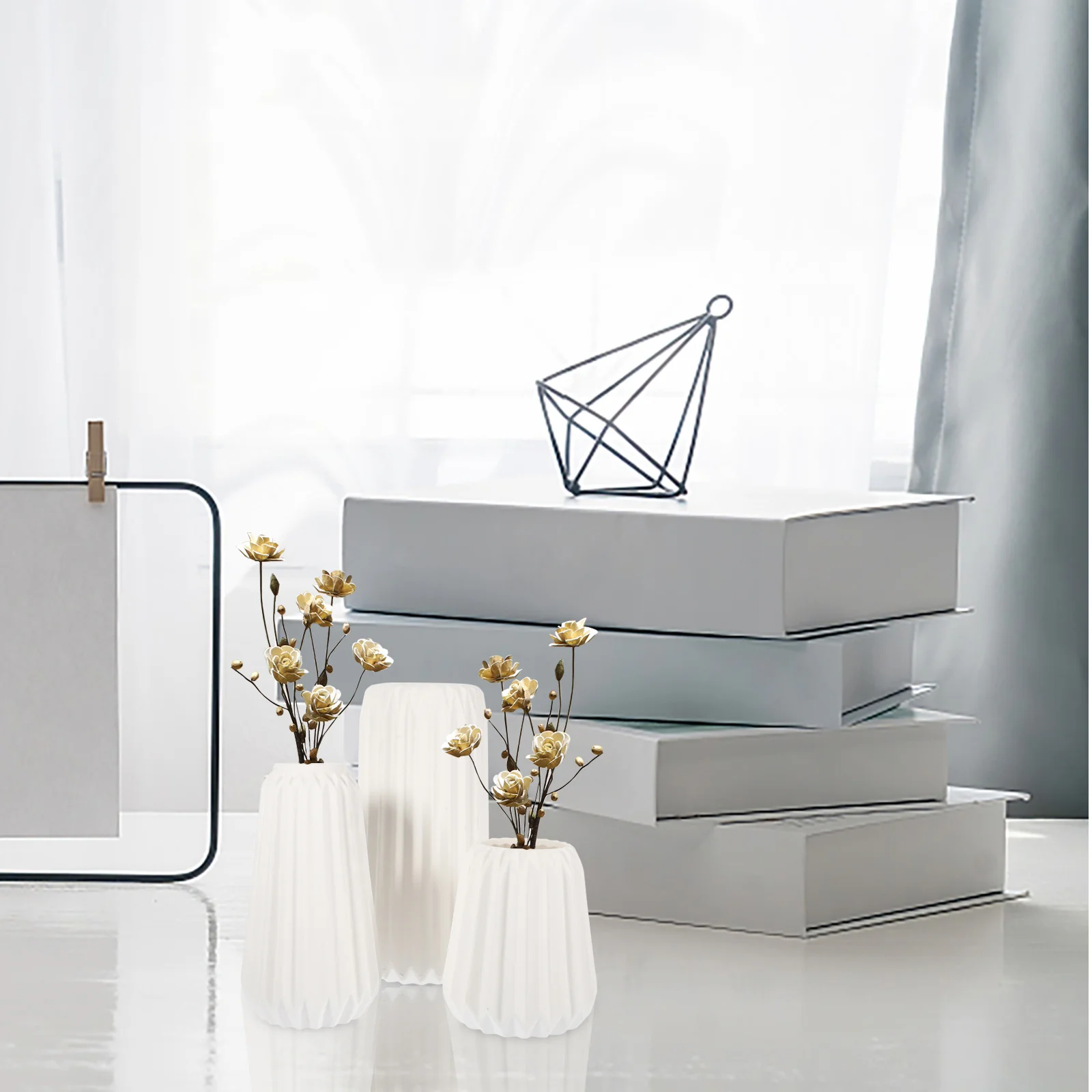 

3Pcs Ceramic Flower Vase Set Creative Smooth Surface Decorative Desktop Vase Floral Arrangement Home Display Home Decor