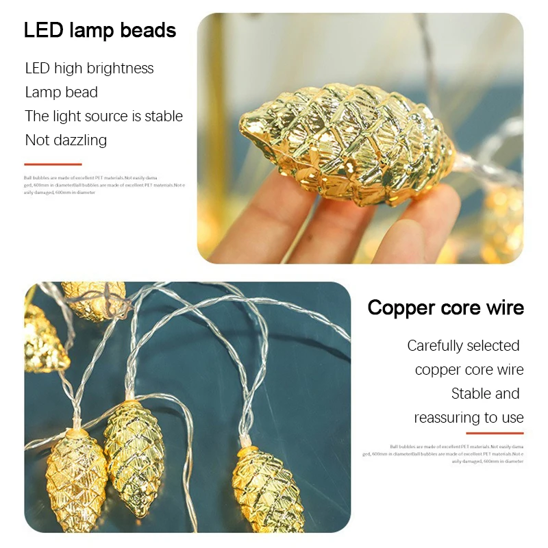 2 متر/3 متر LED الصنوبر المخروط سلسلة أضواء شجرة عيد الميلاد حلي معلقة عيد ميلاد سعيد الجنية أضواء ديكور المنزل 2025 السنة الجديدة #6