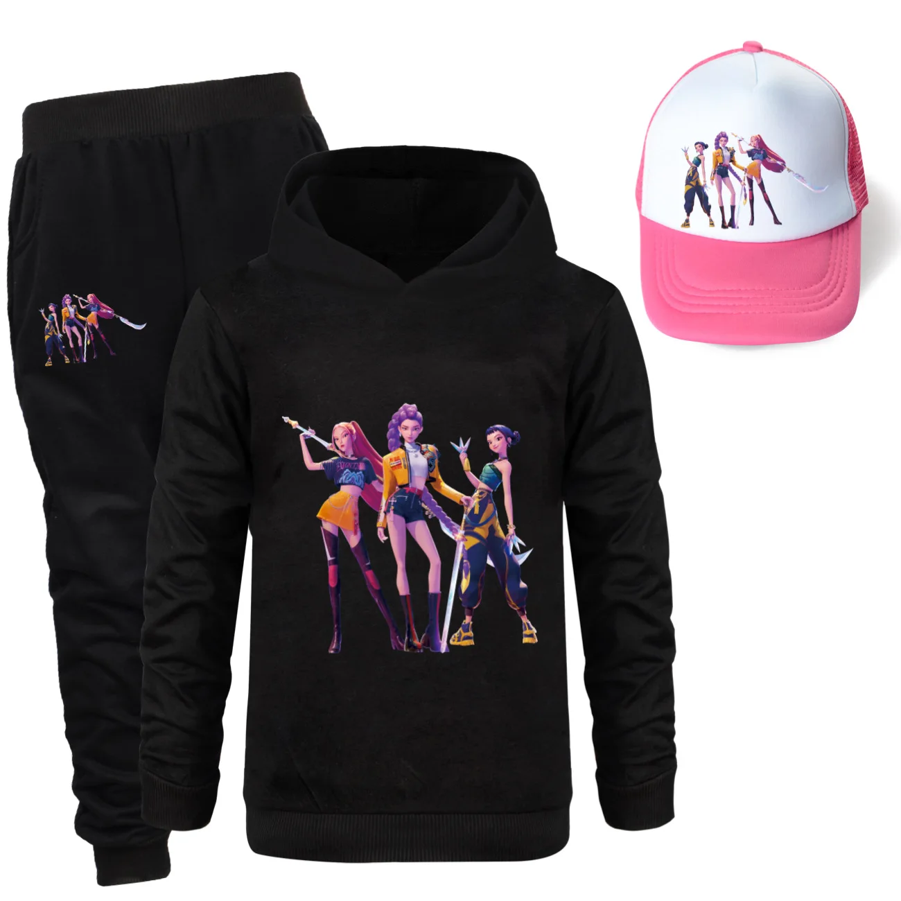 

KPop Demon Hunters Children Clothing Set Fall Kids Hooded Set Boys Girls Casual Sports Pants Hat 3Pcs Hoodies Teens Fashion Suit