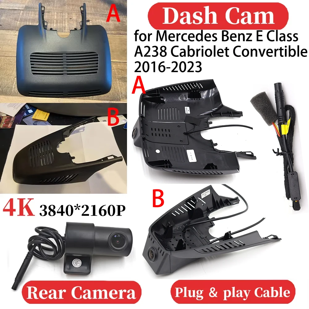

for Mercedes Benz E Class A238 Cabriolet Convertible 2016-2023 Car 4K Video Recorder DVR Dash Cam Dashboard Camera Night Vision