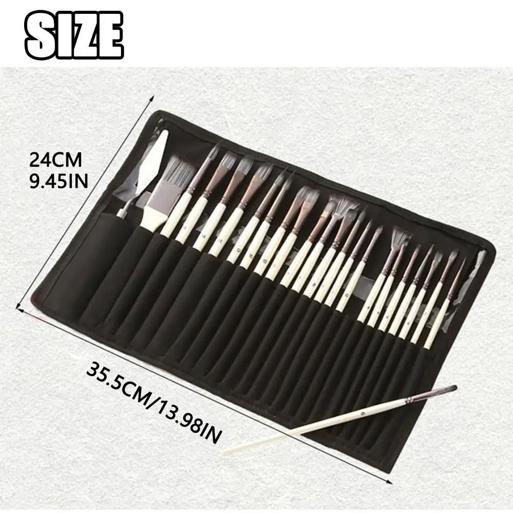 24 teile/satz Holzgriffe Acryl Pinsel Set Nylon Haar mit Tuch Rolle Fall Ölgemälde Pinsel Langlebig Schrubben Schaber