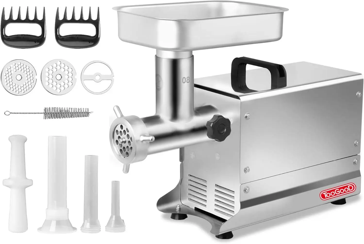 

#8 Stainless Steel Electric Meat Grinder, 0.4 HP 300W, Mirror Polishing, Heavy Duty Industrial Meat Grinder, Mirror Polishing