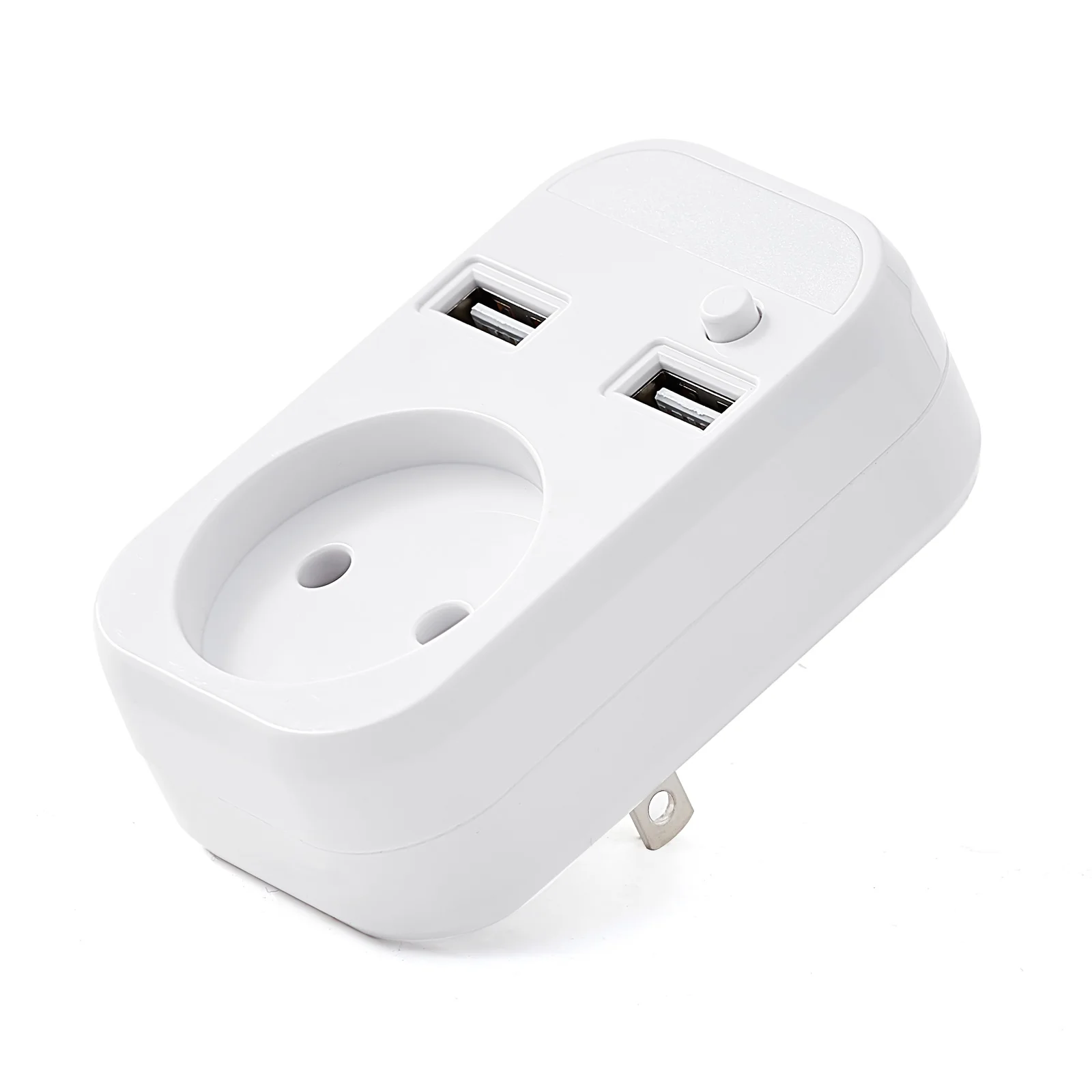 USB Wall outlet US plug adapter with 2 EU socket 2 USB Port Night Light And Switch 5V 2A USB extension socket DZ-02