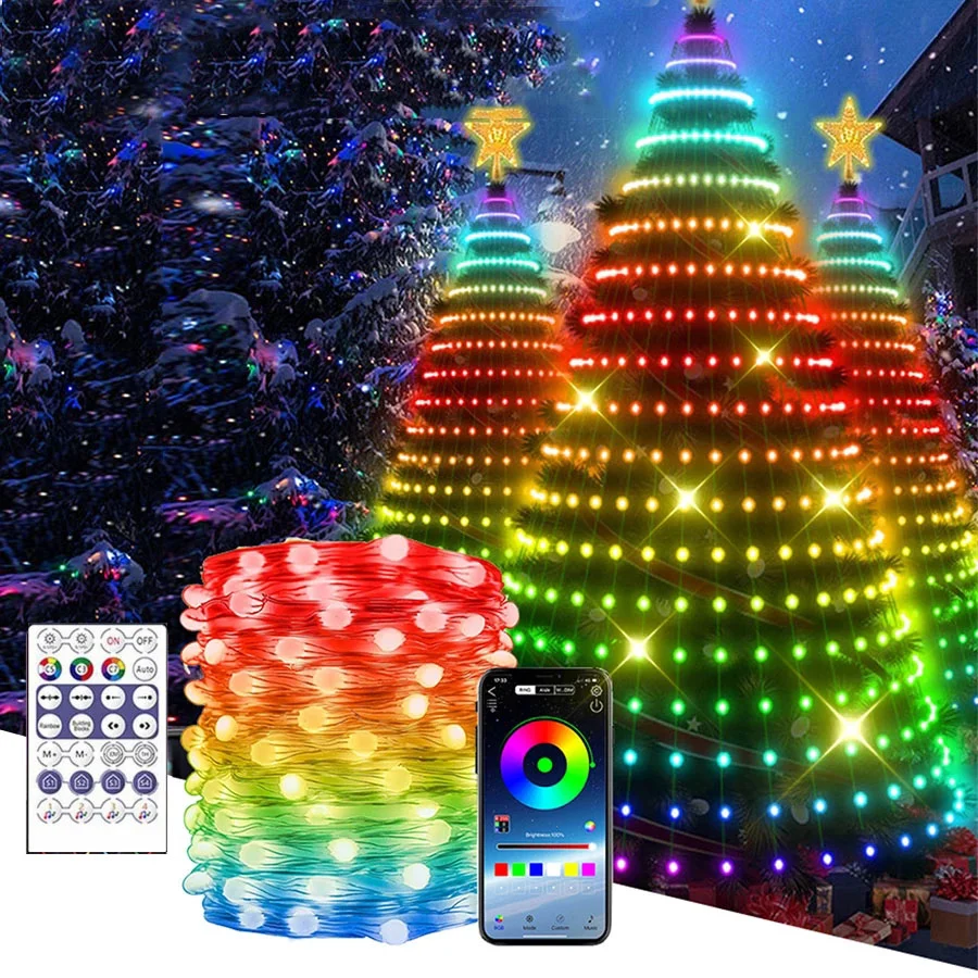 Christmas RGB Smart String Lights Bluetooth APP Control LED Fairy Tree Light Garland For Bedroom Navidad Christmas Decoration