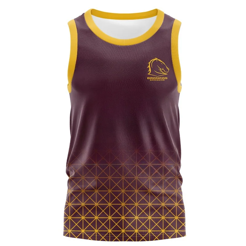 

VEST 2024 Brisbane Broncos Home Rugby Shirt Men's Ocean Training T-shirt