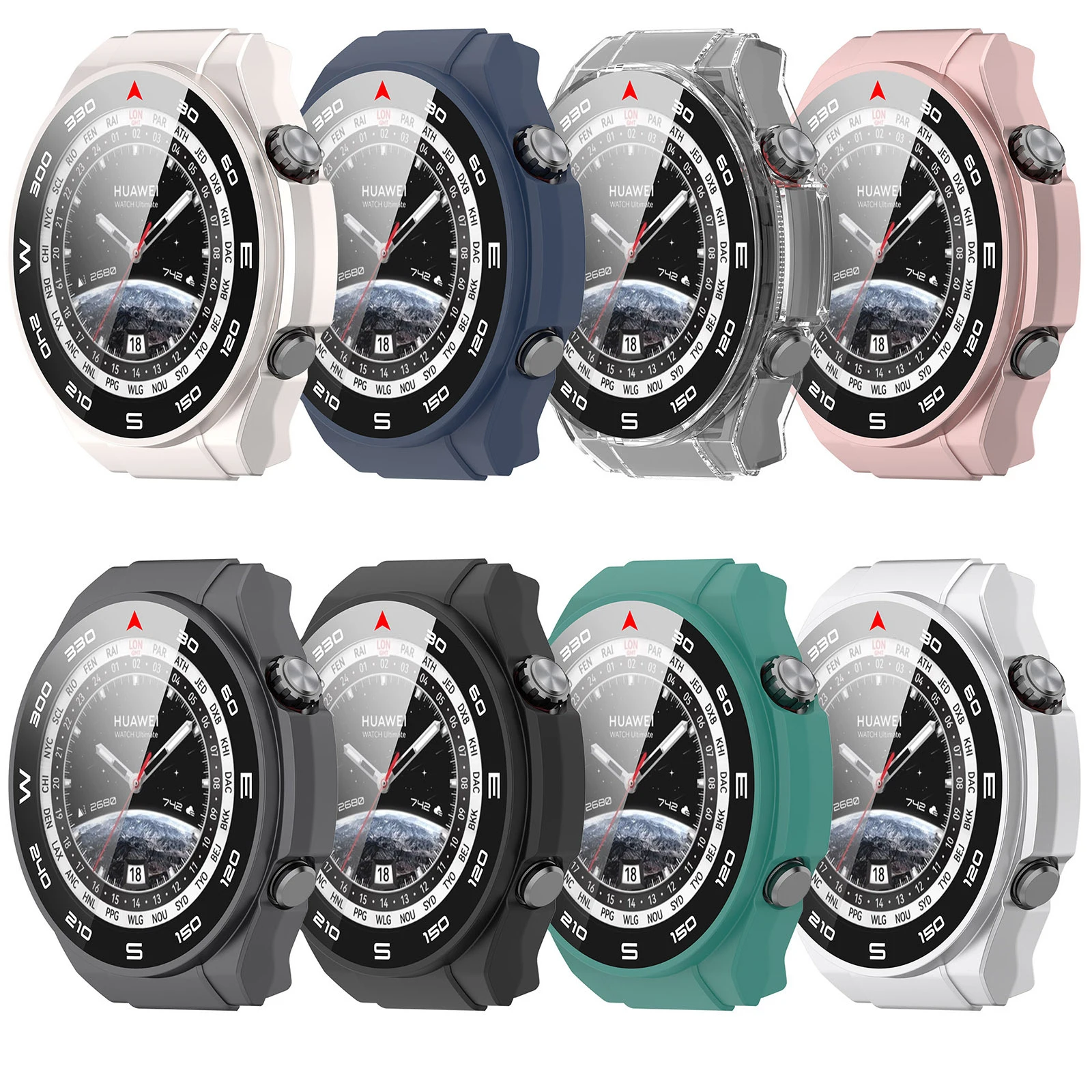 Protective Watch Case For Huawei WATCH Ultimate Watch Case with Graduated  Film PC Screen Protector Tempered Glass Cover