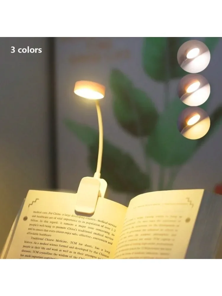 1-delige draagbare LED-leeslamp met clip, drie kleurtemperaturen, lange druk om de helderheid aan te passen, witte schaal - afbeelding 2
