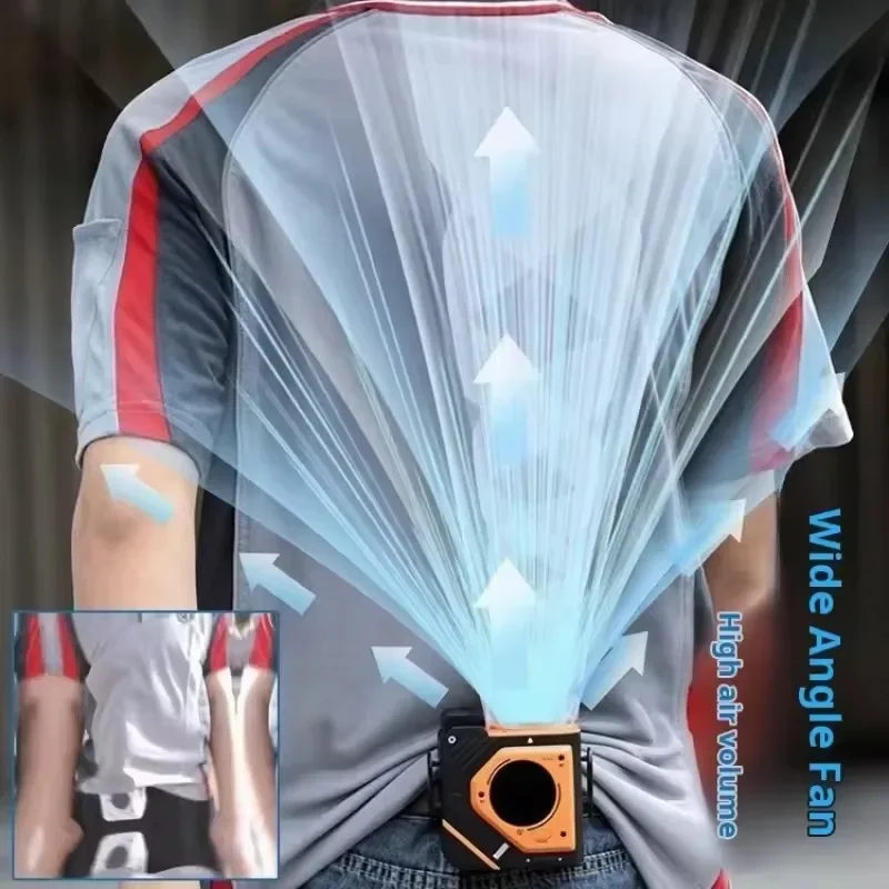 2026 new USB rechargeable outdoor waist fan with high wind power 9800 mAh battery summer cooling artifact