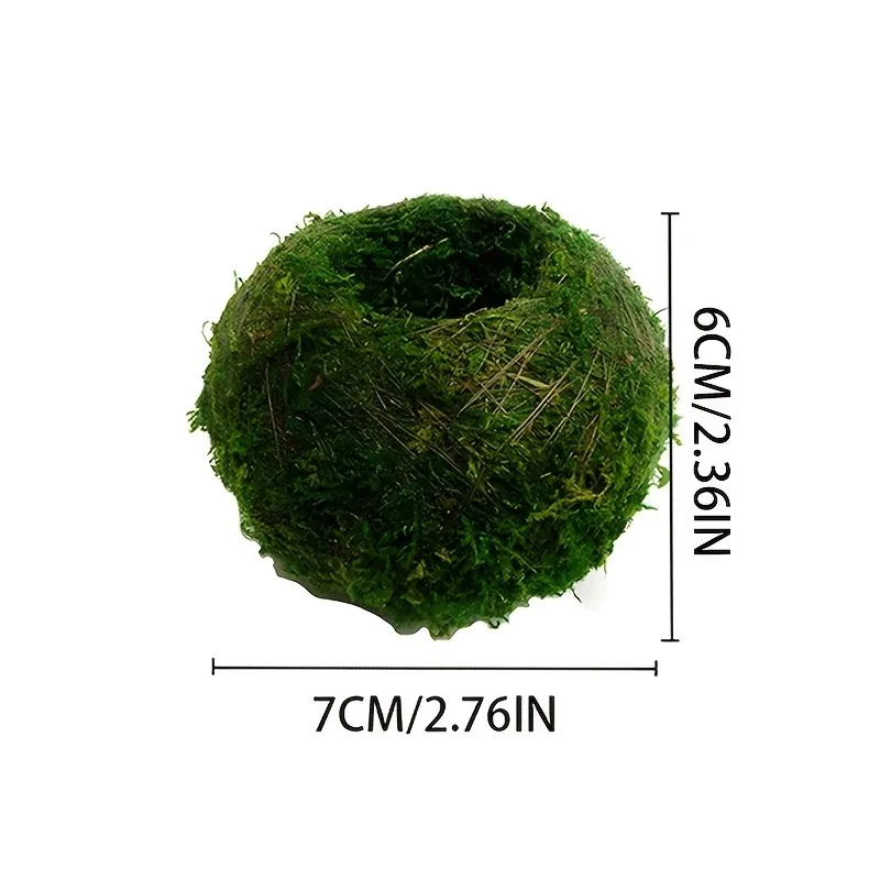 Künstlicher Moosball-Pflanzgefäß, Natürlicher Grüner Bonsai-Pflanzenbehälter, Garten-Mikrolandschaft Dekorativer Moos-Topf für Haus und Garten D – Detail 1