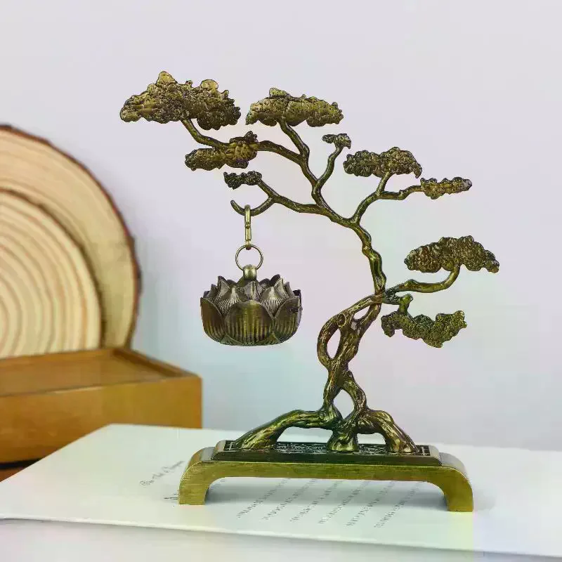 Creative Hanging Incense Burner Pine Tree Design Zinc Alloy Chinese Incense Burner Household Indoor Ornaments Tea Table Decor