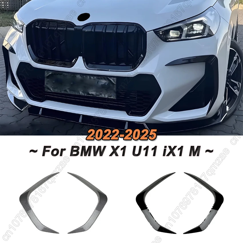 

Для BMW X1 U11 iX1 M Sport 2023 2024, глянцевый черный ABS, передний бампер, разделитель губ, боковое вентиляционное отверстие, впуск, противотуманная фара, рамка, спойлер