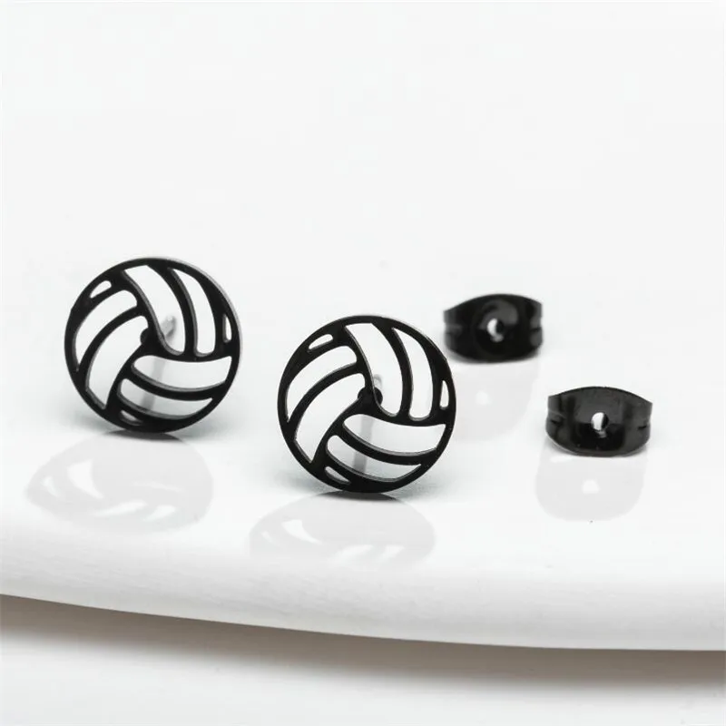 Punk Geometric Volleyball Earings Women Tiny Stainless Steel Heart Feather Triangle Umbrella Stud Earrings Pendiente Hombre 2025