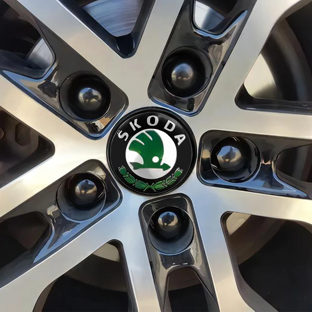4pcs 55mm 65mm Car Original Wheel Center Cover Hub Cap Emblem Replacement For Skoda Yeti octavia Superb Kodiaq Karoq Rapid Fabia view 5