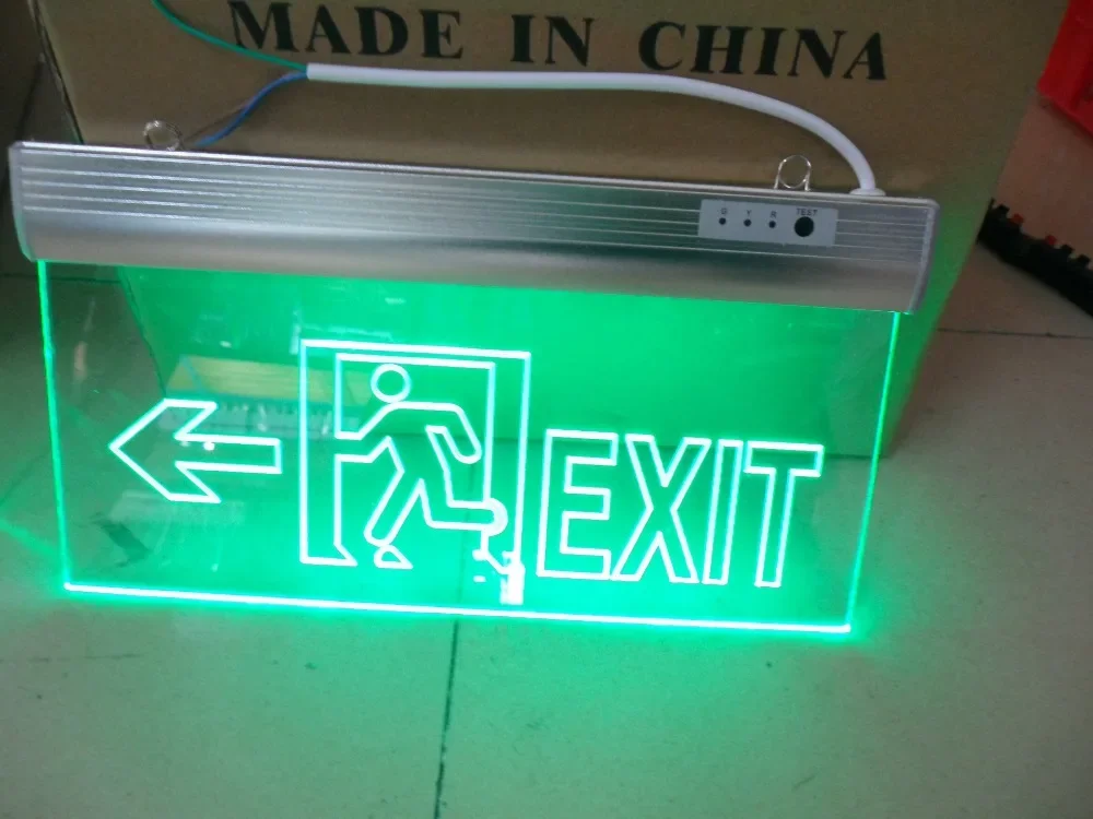 10pcs customize pattern provides text Fire  Emergency passage EXIT Acrylic carving LED lamp Fire indication  Arrow Evacuation