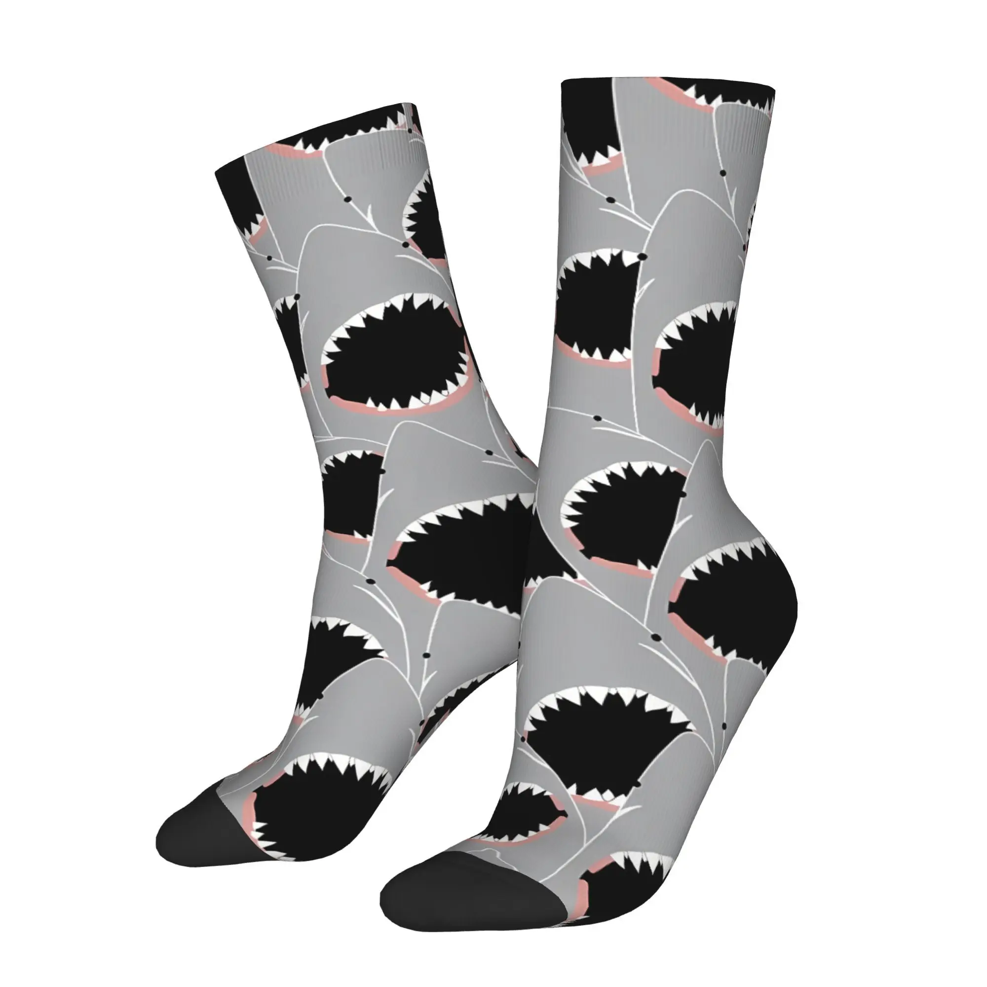 

Happy Funny Men's Socks Shark Pattern Vintage Harajuku Street Style Novelty Crew Sock Gift Pattern Printed