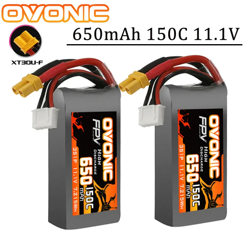 

NEW OVONIC 650mAh 150C 11.1V Drones Lipo Battery For RC Helicopter Quadcopter FPV Racing Drone Parts With XT30 Plug