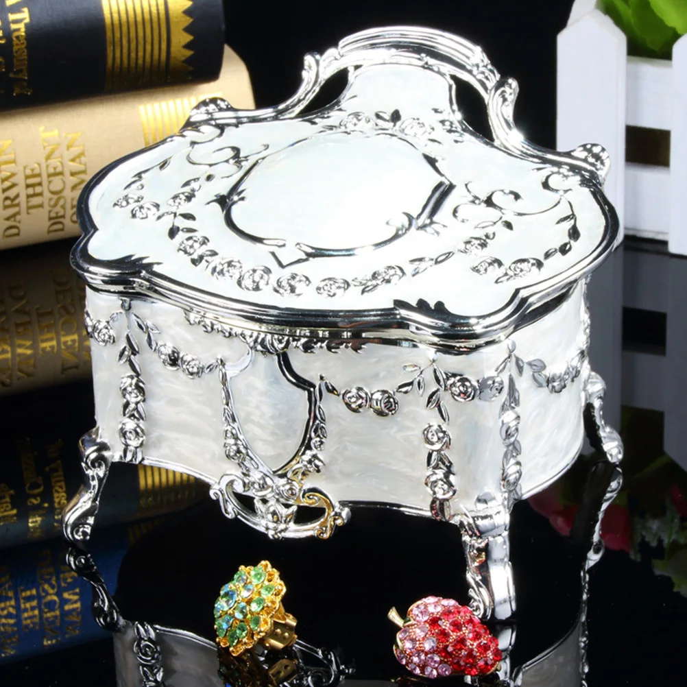 

Vintage Jewelry Box Retro Metal Storage Container For Rings Earrings Trinkets Organizer Small Gift Box Makeup Case