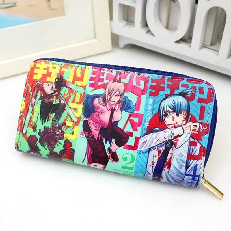 Chainsaw Man Anime PU Leather Multi-Layer Wallets Cartoon Cosplay Portable Wallet Coin Bag Zipper Purse Gift