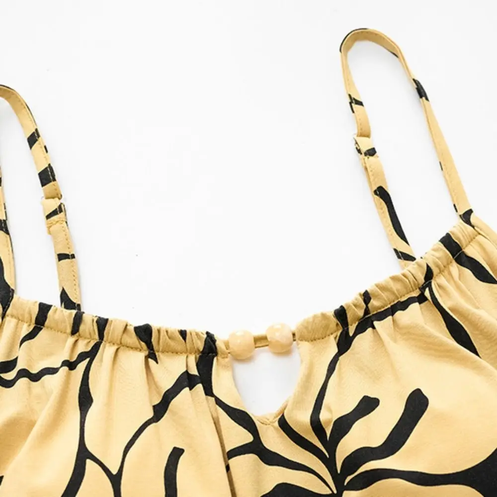 فستان بيجامة نسائي أنيق مشروط مكشكش على شكل زهرة فستان نوم بحمالات ملابس نوم فضفاضة مع وسادات للفتيات