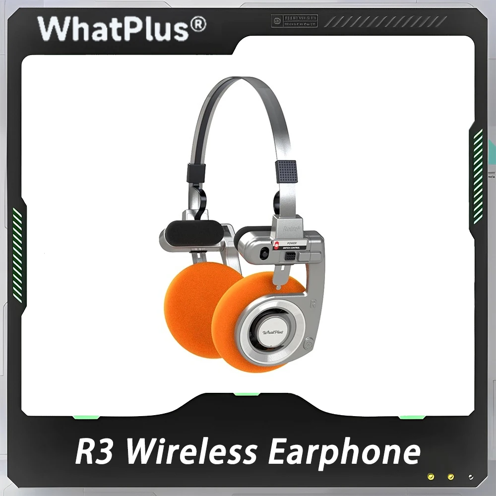 WhatPlus R3 무선 이어폰, 휴대용 헤드 마운트 소음 감소 헤드셋, 접이식 E-스포츠, PC 게임 액세서리 선물 