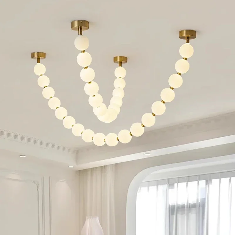 Nordic Beads LED Pendant Lights for Living Dining Room Office Desks Bedroom Designer Chandelier Home Decor Lusters Luminaires