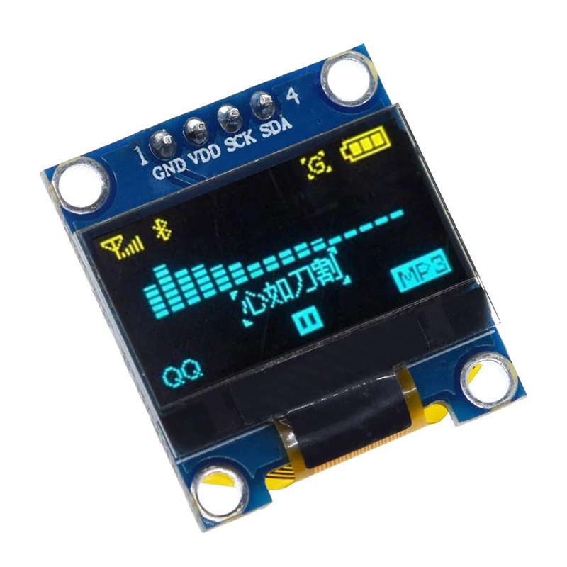 แผงวงจรสำหรับจอแสดงผลสีขาว128X64 I2C OLED ขนาด0.96นิ้ว12864แผงหน้าจอ LCD สำหรับ Arduino สีดำ