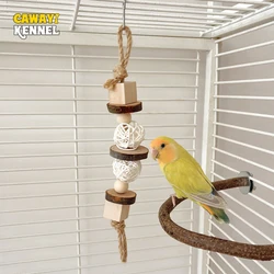 Parrot Rattan Toys Pet Bird Supplies Hanging Cage Bird Toys Beads Bell String Handwoven Bite Chew Toy Ball for Hamster Rabbit