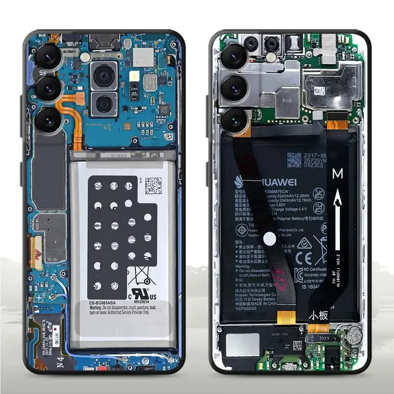 Placa de circuito da placa-mãe preto macio caso capa do telefone para samsung galaxy a35 a51 a73 a36 a32 a23 a53 a41 a22 a52 a26 a72 a25 a71