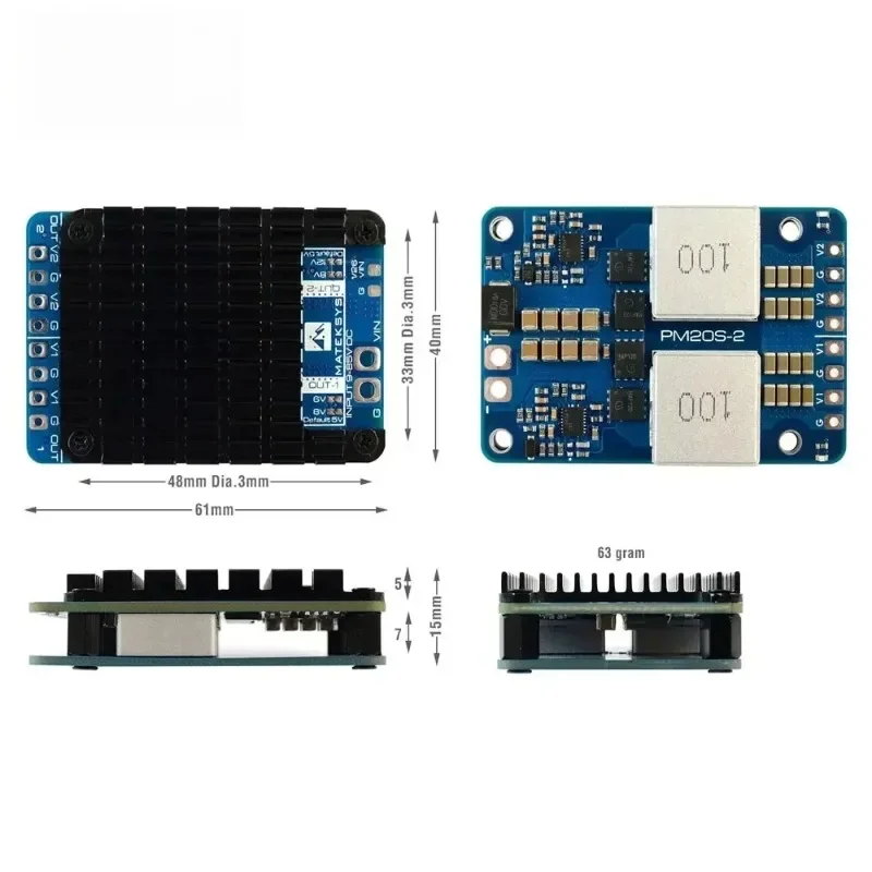 VivaCS1pcs For MATEK POWER MODULE PM20S-2 With Two Independent Step-Down Voltage Regulators 9V To DC IN 25K Voltage Divider For