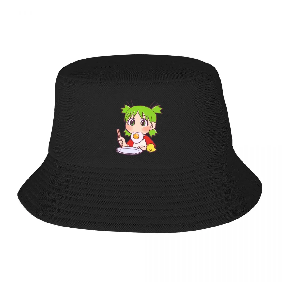 I draw yotsuba eating fried egg yotsubato Bucket Hat derby hat Snap Back Hat Designer Man Women's